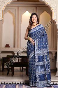 Mulmul cotton saree bagru handblock printed