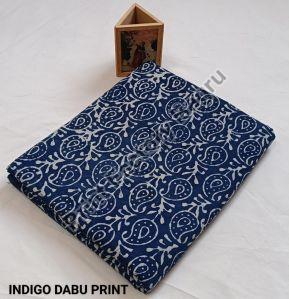 Indigo Dabu Hand Block Printed Fabric