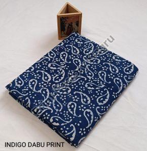 Indigo Dabu Hand Block Printed Fabric