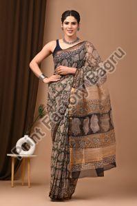 Kotadoria saree bagru hand block printed