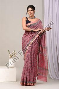 Maheshwari silk saree bagru hand block printed