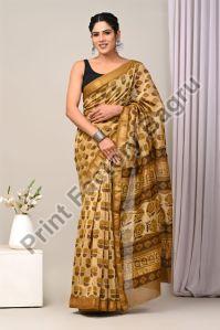 Maheshwari silk saree bagru hand block printed