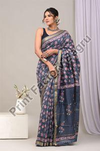 Maheshwari silk saree bagru hand block printed