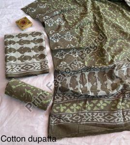 Cotton dress material bagru block printed
