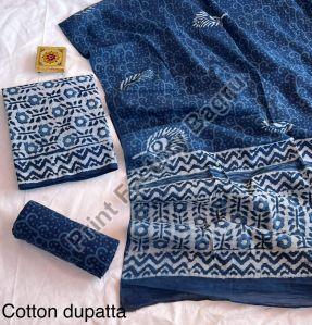 Cotton dress material bagru block printed