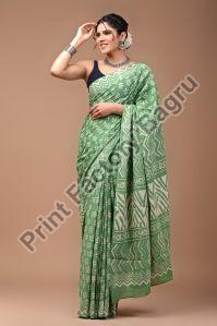 Bagru Hand Block Printed Cotton Mulmul Saree