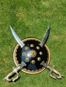 Golden Brass Dhal Talwar Set