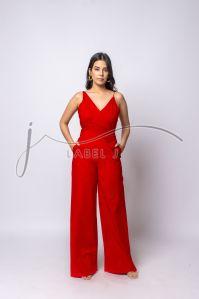 Ladies Front Flap Sleeve Less Jumpsuit