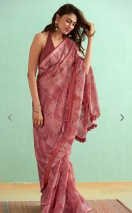 Abstract Printed Sequin Saree