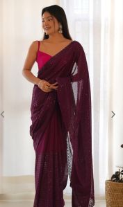 Embellished Sequinned Pure Georgette Saree