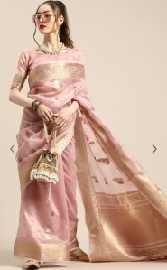 Silk Blend Saree with Woven Border
