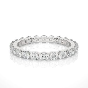 Round Cut Silver Diamond Band