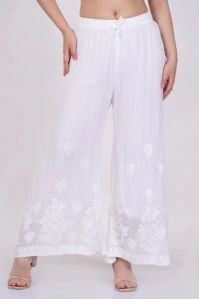 White Chikankari Palazzo Pants