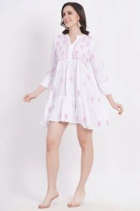 White Camric Cotton Chikankari Dress