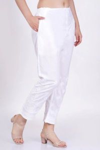White Chikankari Straight Pants