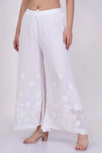 White Chikankari Palazzo Pants