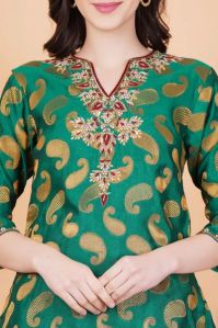 Green Chanderi Silk Sharara Suit