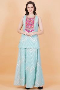 Sky Blue Georgette Sharara Suit