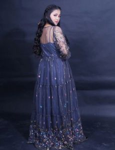 A-Line Ruffle Gown Party Wear Gown