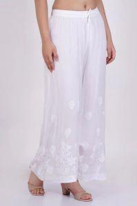White Chikankari Palazzo Pants