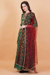 Green Chanderi Silk Sharara Suit
