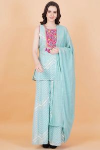 Sky Blue Georgette Sharara Suit