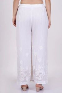 White Chikankari Palazzo Pants