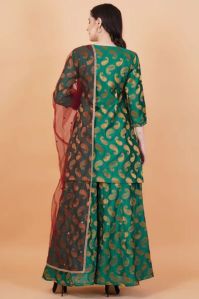 Green Chanderi Silk Sharara Suit