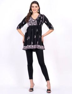 Black Modal Cotton Peplum Top