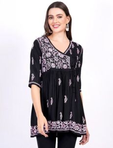 Black Modal Cotton Peplum Top