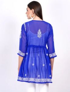 Blue Georgette Peplum Top