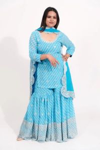 Neelkamal Leheriya Printed Georgette Sharara Suit