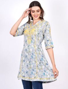 Printed Viscose Rayon Chikankari Kurti
