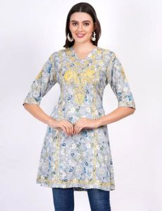 Printed Viscose Rayon Chikankari Kurti