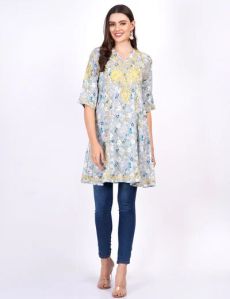 Printed Viscose Rayon Chikankari Kurti