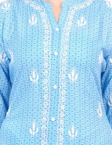 Blue Rayon Chikankari Suit Set