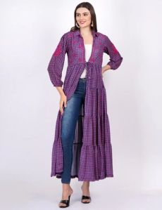 Check Printed Georgette Shrug