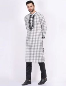 Mens Check Printed Kurta