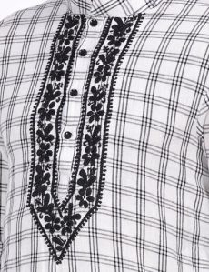 Mens Check Printed Kurta