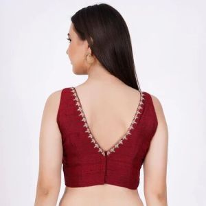 Maroon Raw Silk Embroidered Blouse