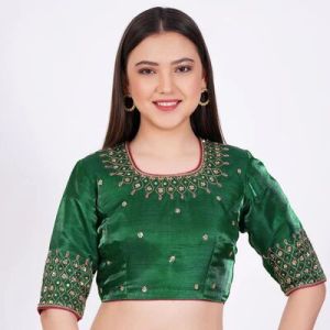 Green Tapeta Silk Embroidered Blouse