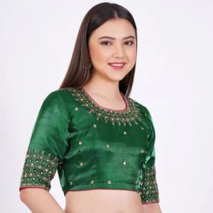 Green Tapeta Silk Embroidered Blouse