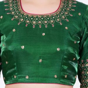 Green Tapeta Silk Embroidered Blouse