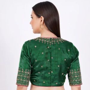 Green Tapeta Silk Embroidered Blouse