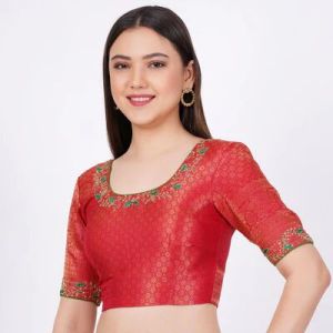 Red Banarasi Silk Embroidered Blouse
