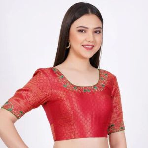 Red Banarasi Silk Embroidered Blouse