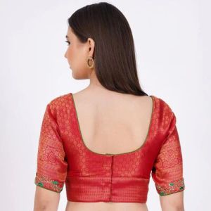 Red Banarasi Silk Embroidered Blouse