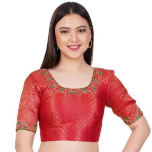 Red Banarasi Silk Embroidered Blouse