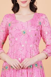 Pink Party Wear Full Length Dress