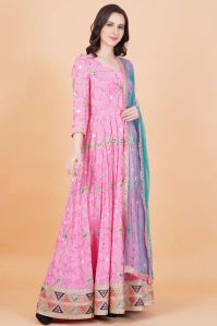 Pink Party Wear Full Length Dress